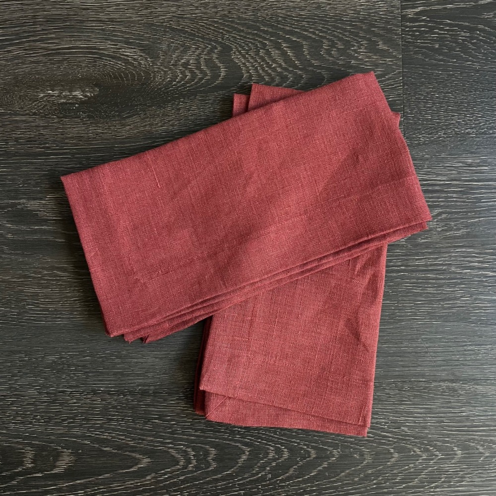 Pottery Barn Set of 2 Belgian Flax Linen Napkins Terra Cotta Cottagecore Rustic